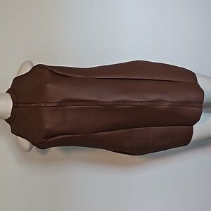 Skims Rubberized Scuba Swim Mock Neck Dress-Mocha-2X